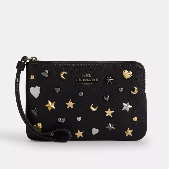 Corner Zip Wristlet With Rivets - Picture 1 of 3